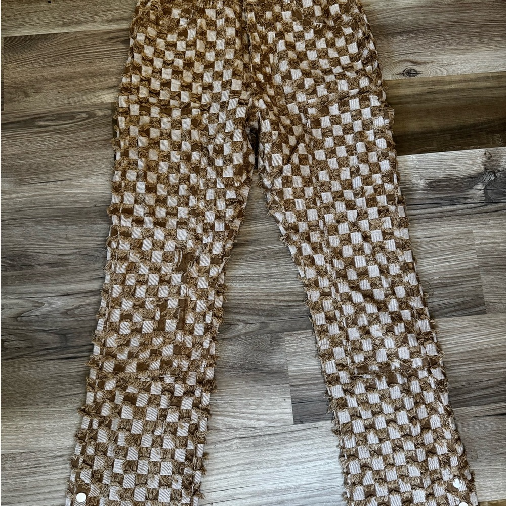 Checkered Brown and White Pants